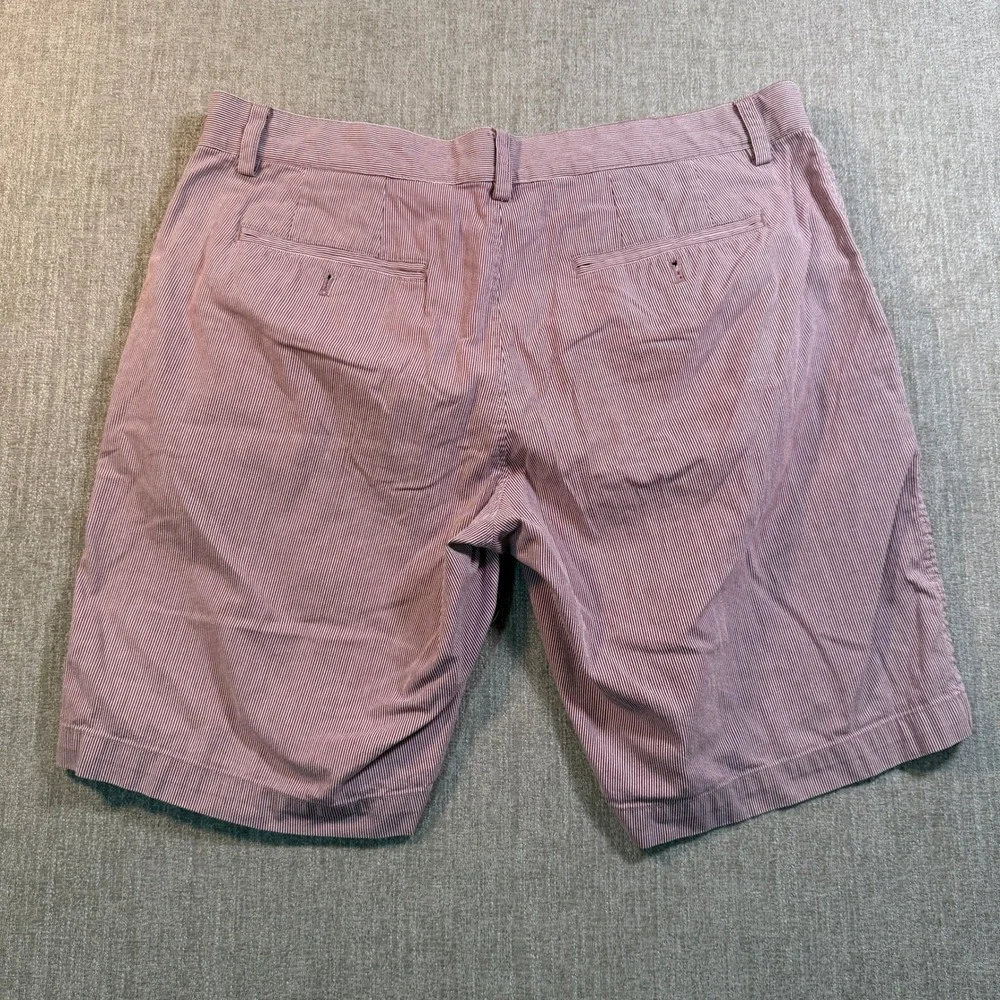 Banana Republic Aiden Shorts Mens 33 Red White Micro Stripe Slim Fit Chino 9in
